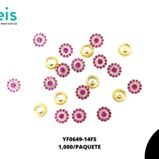 REMACHES PLASTICO FLOR YF0649-14FS 14mm 1,000 PZ/PQT DORADO/FIUSHA