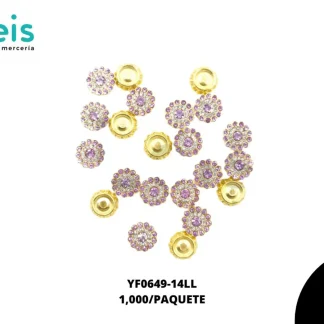 REMACHES PLASTICO FLOR YF0649-14LL 14mm 1,000 PZ/PQT DORADO/LILA