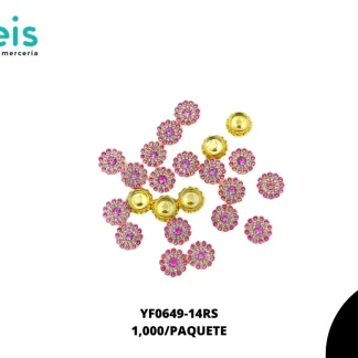 REMACHES PLASTICO FLOR YF0649-14RS 14mm 1,000 PZ/PQT DORADO ROSADO