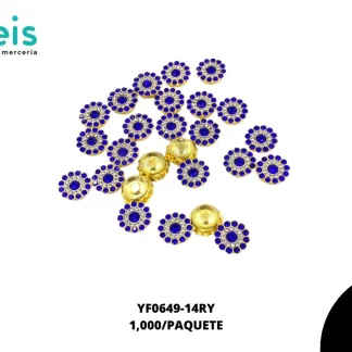 REMACHES PLASTICO FLOR YF0649-14RY 14mm 1,000 PZ/PQT DORADO/REY