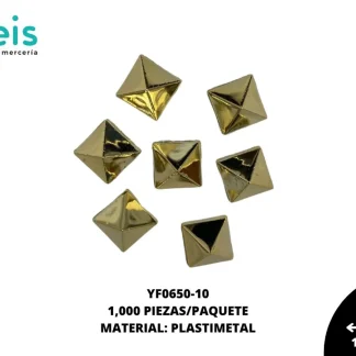 REMACHES PLASTICO PIRAMIDE YF0650-10 10mmX10mm 1,000 PZ/PQT DORADO