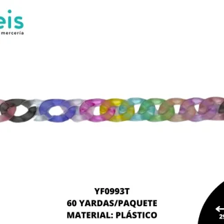CADENA PLASTICAICA MULTICOLOR YF0993 TRANSPARENTE 55 ESLABONES/YARDA