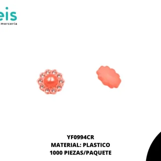 REMACHES PLASTICO FLOR YF0994CR 13mm 1,000 PZ/PQT CORAL