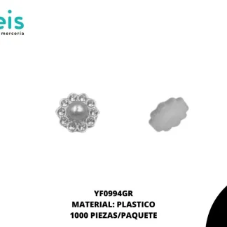REMACHES PLASTICO FLOR YF0994GR 13mm 1,000 PZ/PQT GRIS PERLA