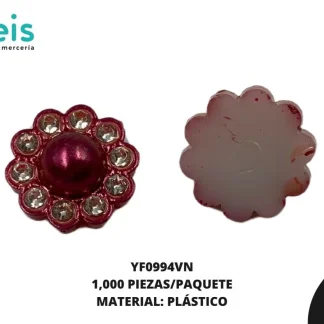 REMACHES PLASTICO FLOR YF0994VN 13mm 1,000 PZ/PQT VINO