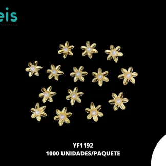 REMACHES PLASTICO FLOR CON PERLA YF1192 16.5mm 1,000 PZ/PQT DORADO