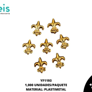 REMACHES PLASTICO FLOR DE LYS YF1193 11.6mmX14mm 1,000 PZ/PQT DORADO