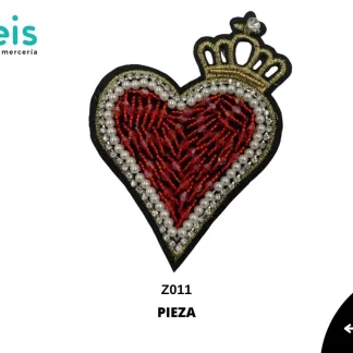 PARCHES PEDRERIA CORAZON CON CHAQUIRON Y CORONA Z011