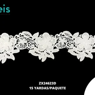 GUIPIUR SEDA DE LECHE 3D ZX24623D BLANCO 8.5 CM 15 YARDAS/PAQUETE