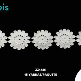 GUIPIUR SEDA DE LECHE PLANO ZZ4486 BLANCO 2.5 CM 15 YARDAS/PAQUETE