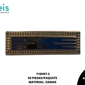 PLACA ZAMAK 50 PZ/PQT 116H07-2 DORADO