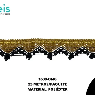 CINTAS GALON 1630 25 MTS/ROLLO ORO NEGRO