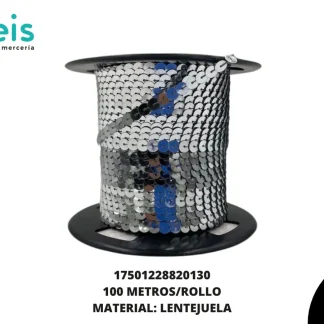 CINTAS GALON LENTEJUELA PLANA 17501228820130 6mm 100 MTS/PQT PLATA