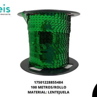 CINTAS GALON LENTEJUELA PLANA 17501228855484 6mm 100 MTS/PQT VERDE