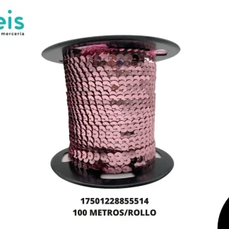 CINTAS GALON LENTEJUELA PLANA 17501228855514 6mm 100 MTS/PQT ROSA