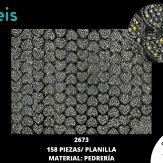 PEDRERIA PLANILLAS CORAZONES 158 PZ/PQT 2673 MULTICOLOR