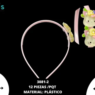 DIADEMA RESINA PLASTICA 3081-2 12 PZ/PQT MULTICOLOR