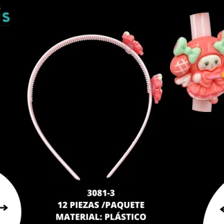 DIADEMA RESINA PLASTICA 3081-3 12 PZ/PQT MULTICOLOR