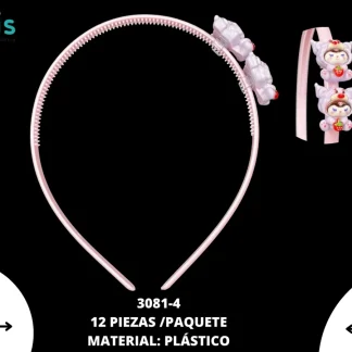 DIADEMA RESINA PLASTICA 3081-4 12 PZ/PQT MULTICOLOR