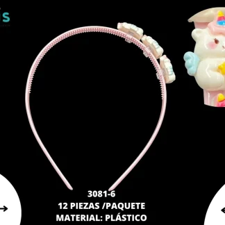 DIADEMA RESINA PLASTICA 3081-6 12 PZ/PQT MULTICOLOR