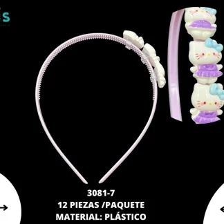 DIADEMA RESINA PLASTICA 3081-7 12 PZ/PQT MULTICOLOR