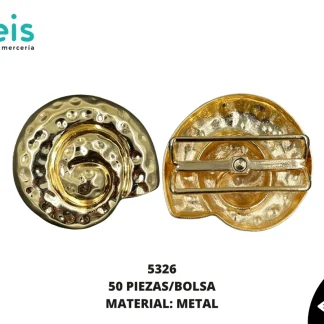 HEBILLA METÁLICA 5*5.2CM 5326 PAQx100 UNDS DORADO