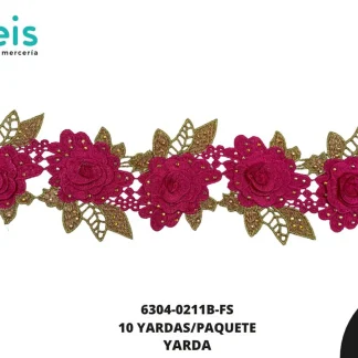 GUIPIUR BORDADO DECORADO 6304-0211B-FS FIUSHA 10 CM 10 YARDAS/PAQUETE