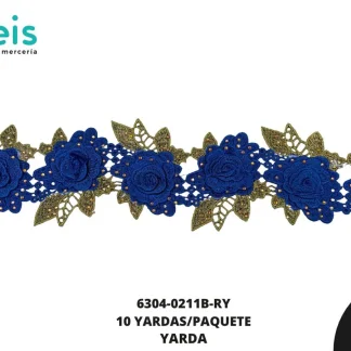 GUIPIUR BORDADO DECORADO 6304-0211B-RY REY 10 CM 10 YARDAS/PAQUETE