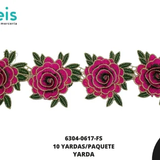 GUIPIUR BORDADO 3D 6304-0617-FS FIUSHA 8 CM 10 YARDAS/PAQUETE