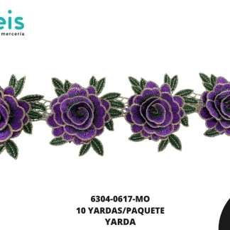 GUIPIUR BORDADO 3D 6304-0617-MO MORADO 8 CM 10 YARDAS/PAQUETE