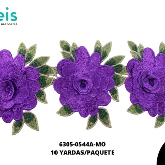GUIPIUR BORDADO 3D 6305-0544A-MO MORADO 14.5 CM 10 YARDAS/PAQUETE