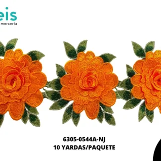 GUIPIUR BORDADO 3D 6305-0544A-NJ NARANJA 14.5 CM 10 YARDAS/PAQUETE