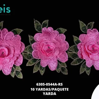 GUIPIUR BORDADO 3D 6305-0544A-RS ROSA 14.5 CM 10 YARDAS/PAQUETE