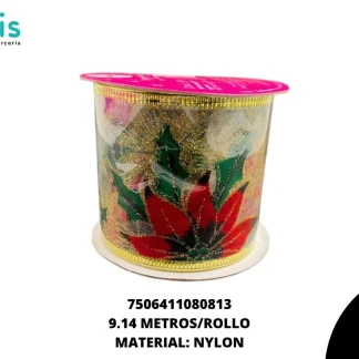 LISTON NAVIDEÑO SATINADO CON 9.14 M MOD SAT03 NO. 2.5" BLANCO