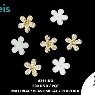 REMACHE PLASTICO FLOR 15mm DORADO 8311-DO 500 PZ