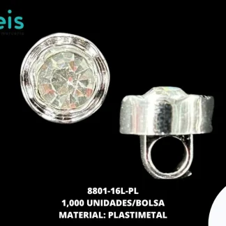 BOTON PIEDRA Y PERLA 8801-16L-PL 1,000 PZ/PQT PLATA