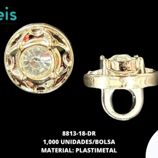 BOTON CON PIEDRA 8813 18L DORADO 1000UDS/PAQ
