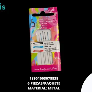 AGUJA PARA ENSARTAR CHAQUIRA 6 PZ/TARJETA MULTICOLOR
