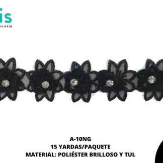 GUIPIUR COLOR POLIESTER DECORADO A-10NG NEGRO 15 YARDAS/PAQUETE