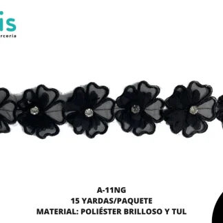 GUIPIUR COLOR POLIESTER DECORADO A-11NG NEGRO 15 YARDAS/PAQUETE