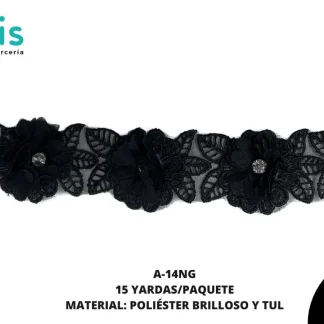 GUIPIUR COLOR POLIESTER DECORADO A-14NG NEGRO 15 YARDAS/PAQUETE