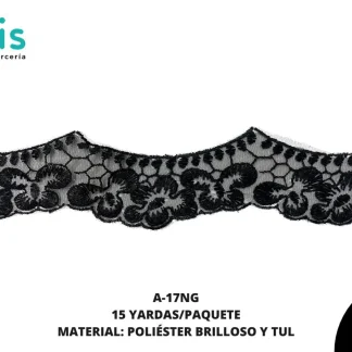 GUIPIUR COLOR POLIESTER DECORADO A-17NG NEGRO 15 YARDAS/PAQUETE