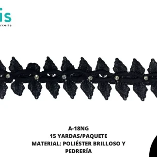GUIPIUR COLOR POLIESTER DECORADO A-18NG NEGRO 15 YARDAS/PAQUETE
