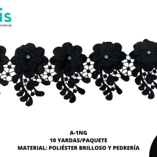 GUIPIUR COLOR POLIESTER DECORADO A-1NG NEGRO 10 YARDAS/PAQUETE