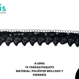 GUIPIUR COLOR POLIESTER DECORADO A-20NG NEGRO 15 YARDAS/PAQUETE