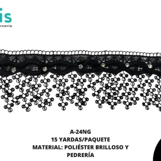 GUIPIUR COLOR POLIESTER DECORADO A-24NG NEGRO 15 YARDAS/PAQUETE