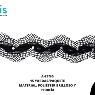 GUIPIUR COLOR POLIESTER DECORADO A-27NG NEGRO 15 YARDAS/PAQUETE
