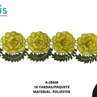 GUIPIUR BORDADO 3D A-28AM 9.5 cm 10 YDS/PQT AMARILLO