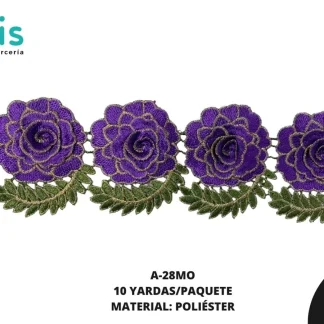 GUIPIUR BORDADO 3D A-28MO 9.5 cm 10 YDS/PQT MORADO