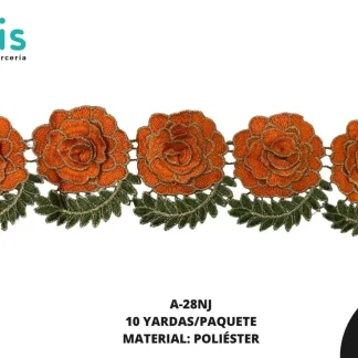 GUIPIUR BORDADO 3D A-28NJ 9.5 cm 10 YDS/PQT NARANJA
